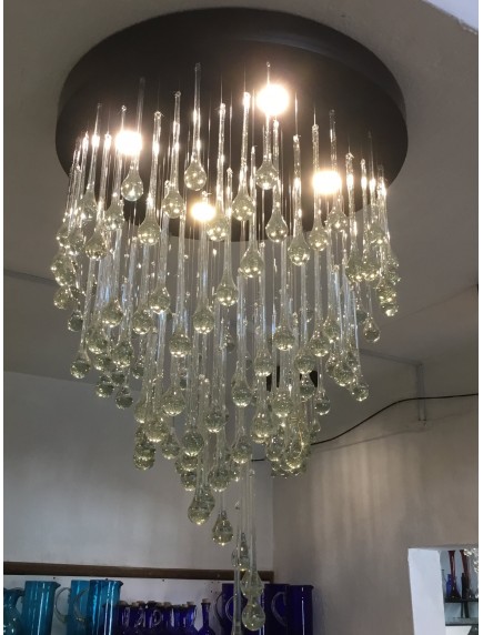 Candil Espiral Grande Gotas Cristal 